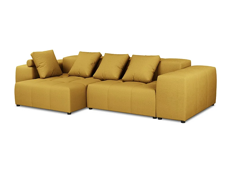 Cosmopolitan Design - 4-Sitzer modulares symmetrisches Ecksofa "Rome" aus strukturiertem Stoff gelb - 320x160x75cm