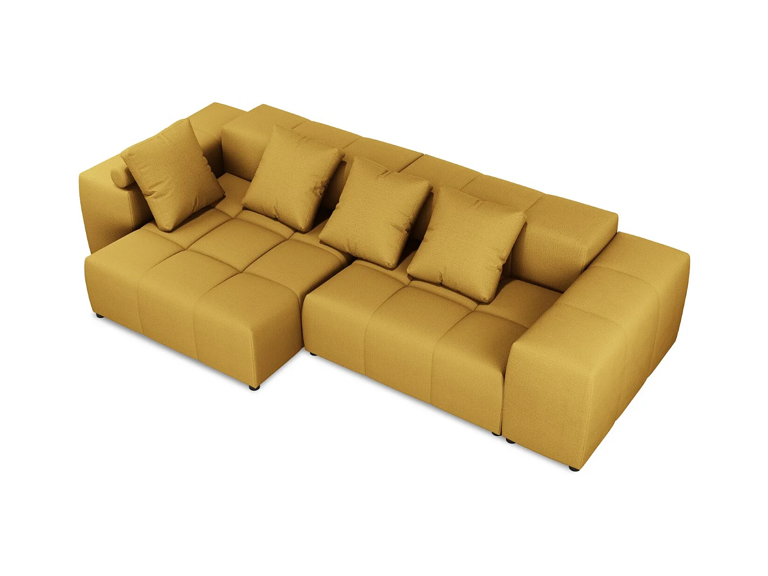 Cosmopolitan Design - Symmetrische modulaire hoekbank "Rome" 4 zitplaatsen, Structurele stof, GEEL - 320x160x75cm