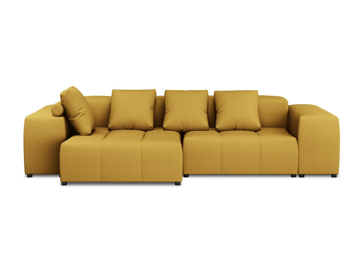 Cosmopolitan Design - Sofá de canto modular simétrico "Rome" 4 lugares em tecido estrutural amarelo - 320x160x75cm