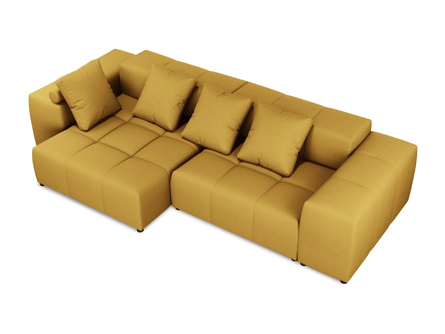 Cosmopolitan Design - Sofá de canto modular simétrico "Rome" 4 lugares em tecido estrutural amarelo - 320x160x75cm