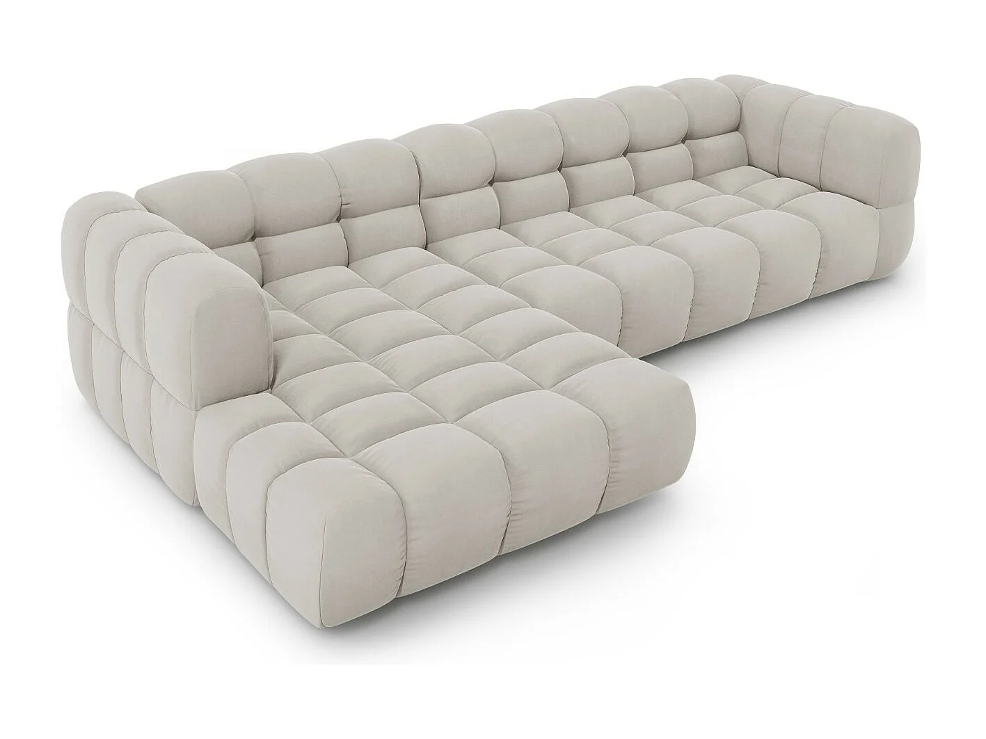 Cosmopolitan Design - Sofá esquinero modular izquierdo "Sky" 4 plazas de terciopelo beige claro - 300x162x75cm