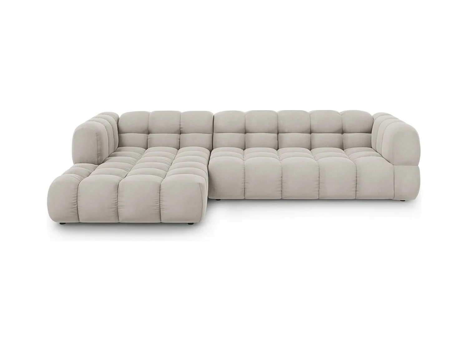 Cosmopolitan Design - Modulaire hoekbank links "Sky" 4 zitplaatsen, Flueel, Lichtbeige - 300x162x75cm