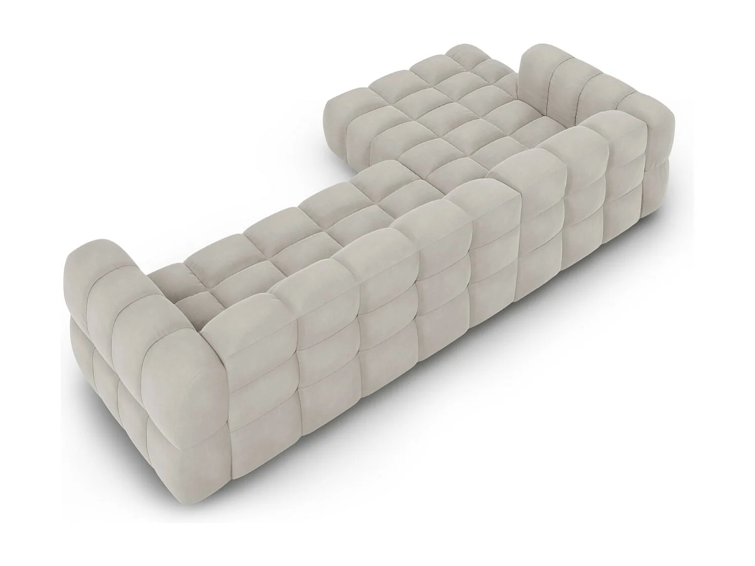 Cosmopolitan Design - Canapé d'angle gauche modulable "Sky" 4 places en velours beige clair - 300x162x75cm