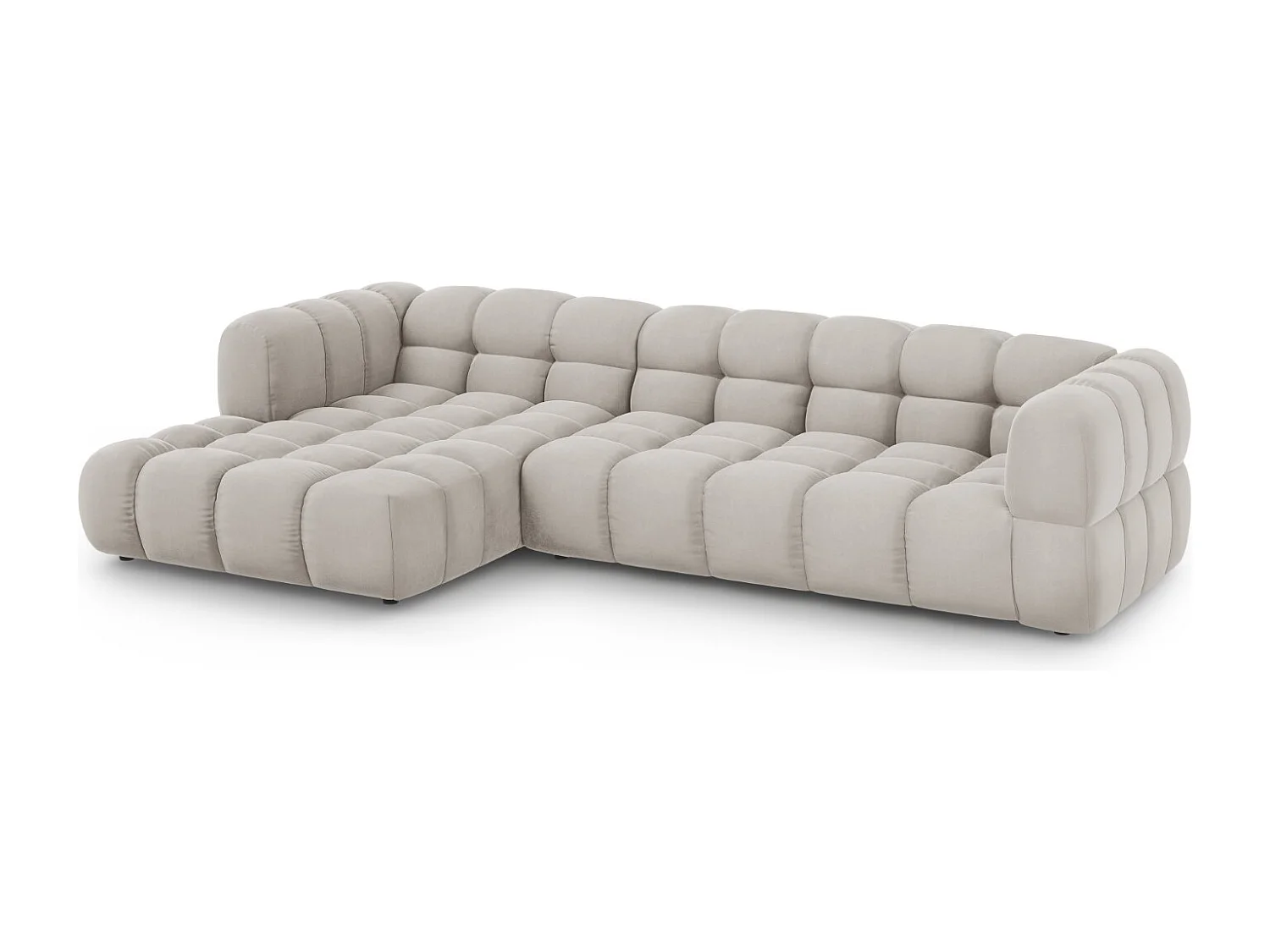 Cosmopolitan Design - Canapé d'angle gauche modulable "Sky" 4 places en velours beige clair - 300x162x75cm