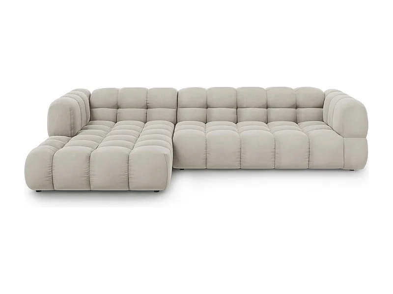 Cosmopolitan Design - Canapé d'angle gauche modulable "Sky" 4 places en velours beige clair - 300x162x75cm