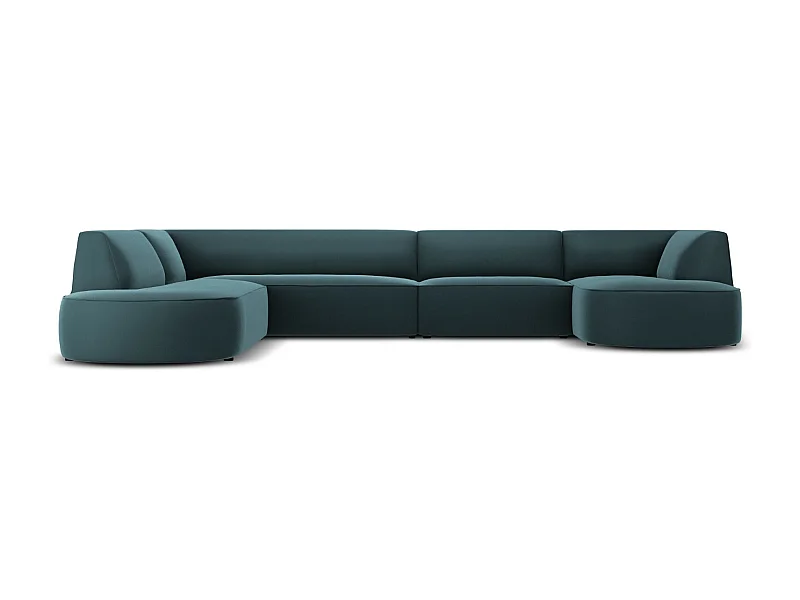 CXL by Christian Lacroix - 7-Sitzer Panoramasofa links "Charles" Sitzer aus Samt blau - 366x273x69cm