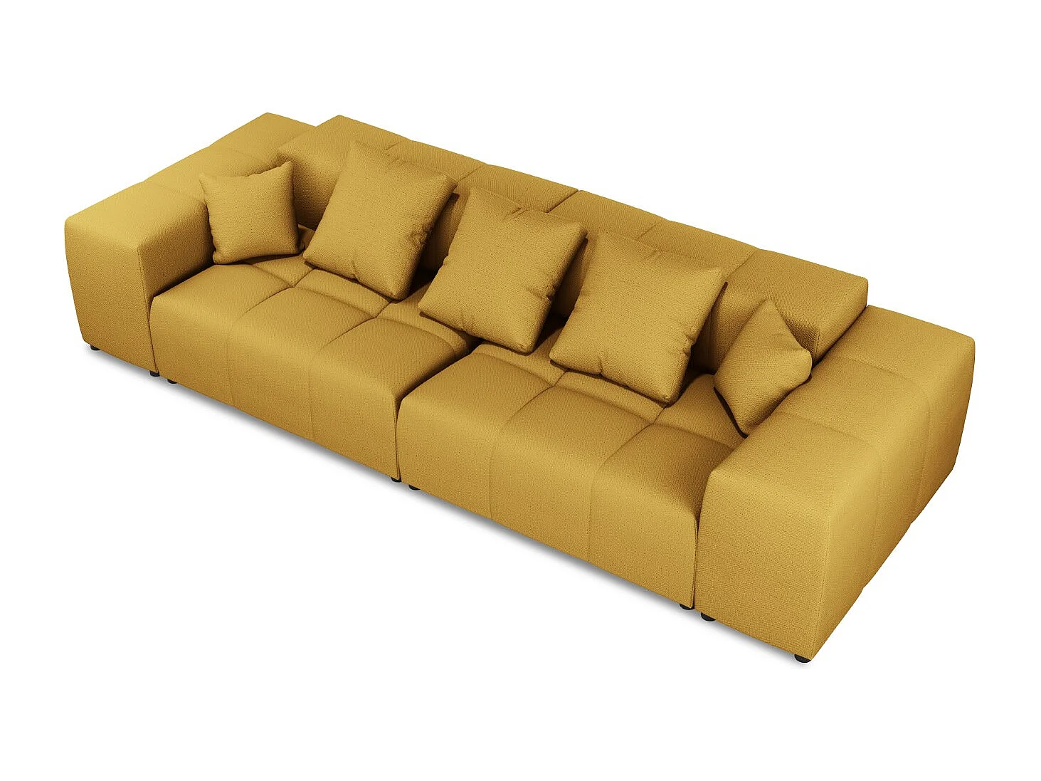 Cosmopolitan Design - Modulaire bank "Rome" 3 zitplaatsen, Structurele stof, GEEL - 320x120x75cm