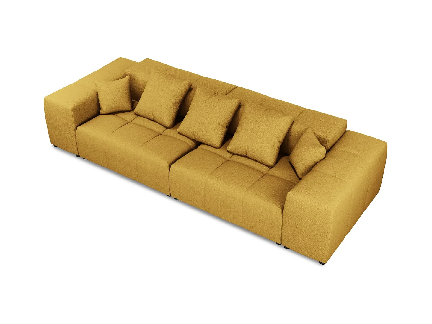 Cosmopolitan Design - Canapé modulable "Rome" 3 places en tissu structurel jaune - 320x120x75cm