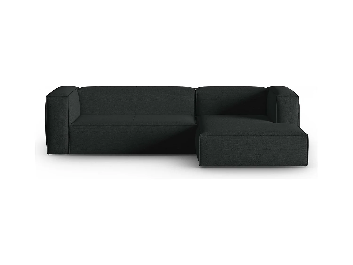 Cosmopolitan Design - Rechter hoekbank "Mackay" 4 zitplaatsen, Gestructureerd fluweel, Antraciet - 282x166x73cm