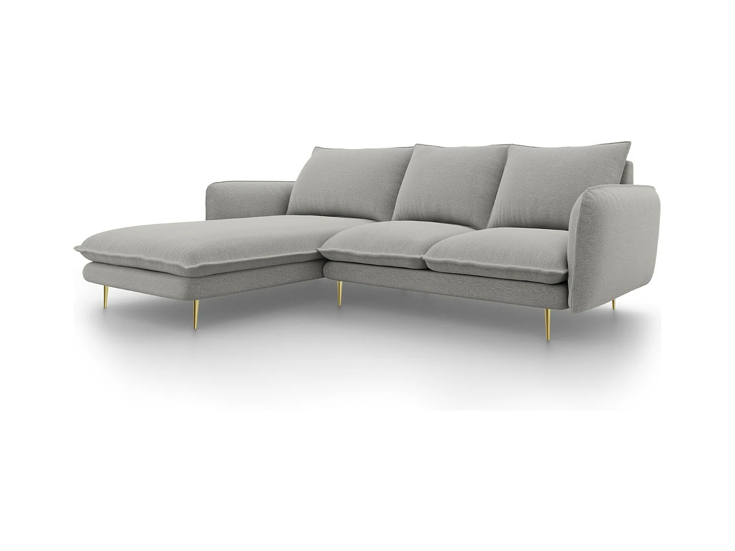 Cosmopolitan Design - Canapé d'angle gauche "Vienna" 5 places en tissu structurel gris clair - 255x170x95cm