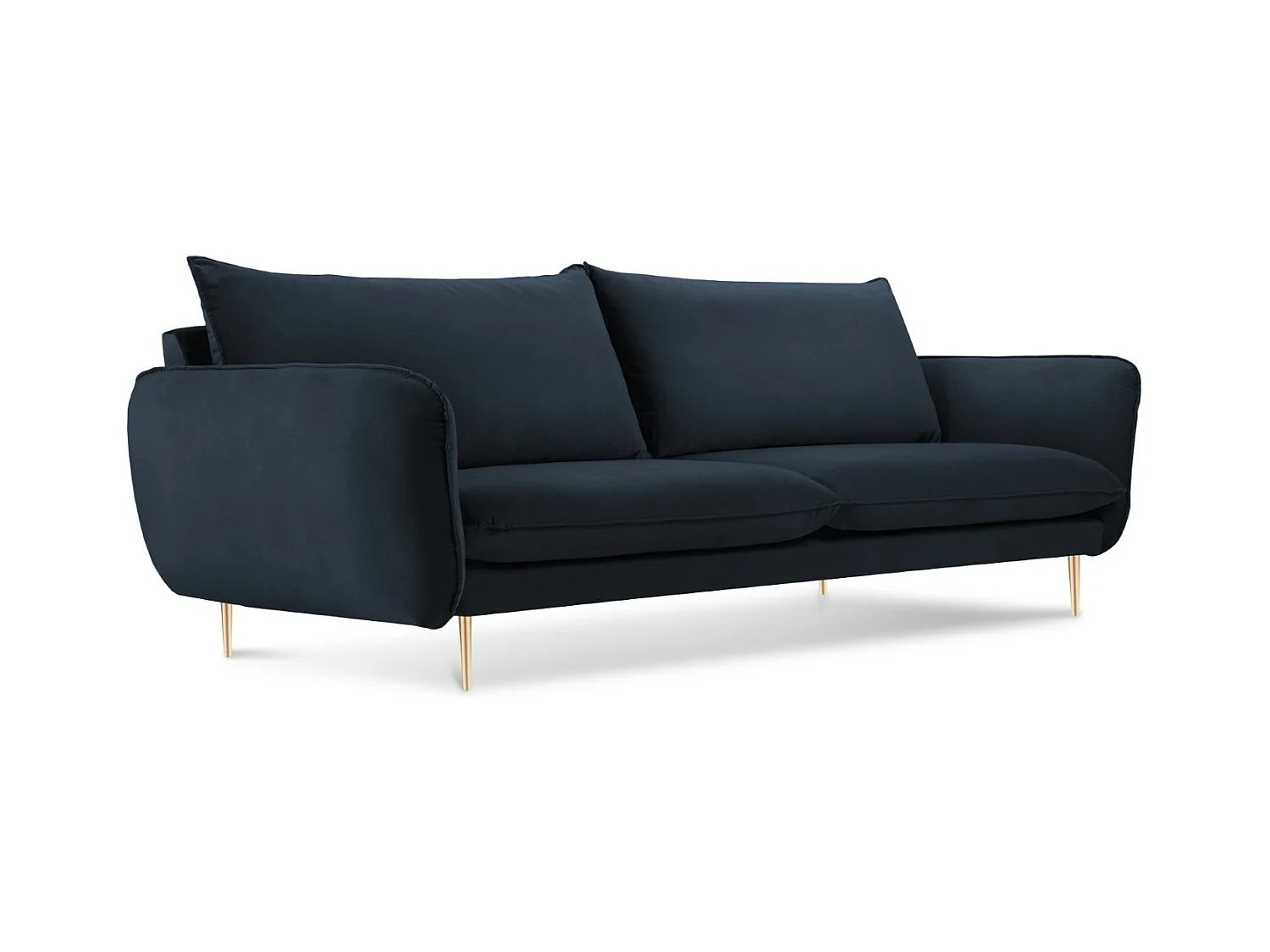 Cosmopolitan Design - Canapé "Vienna" 3 places en velours bleu foncé - 200x92x95cm