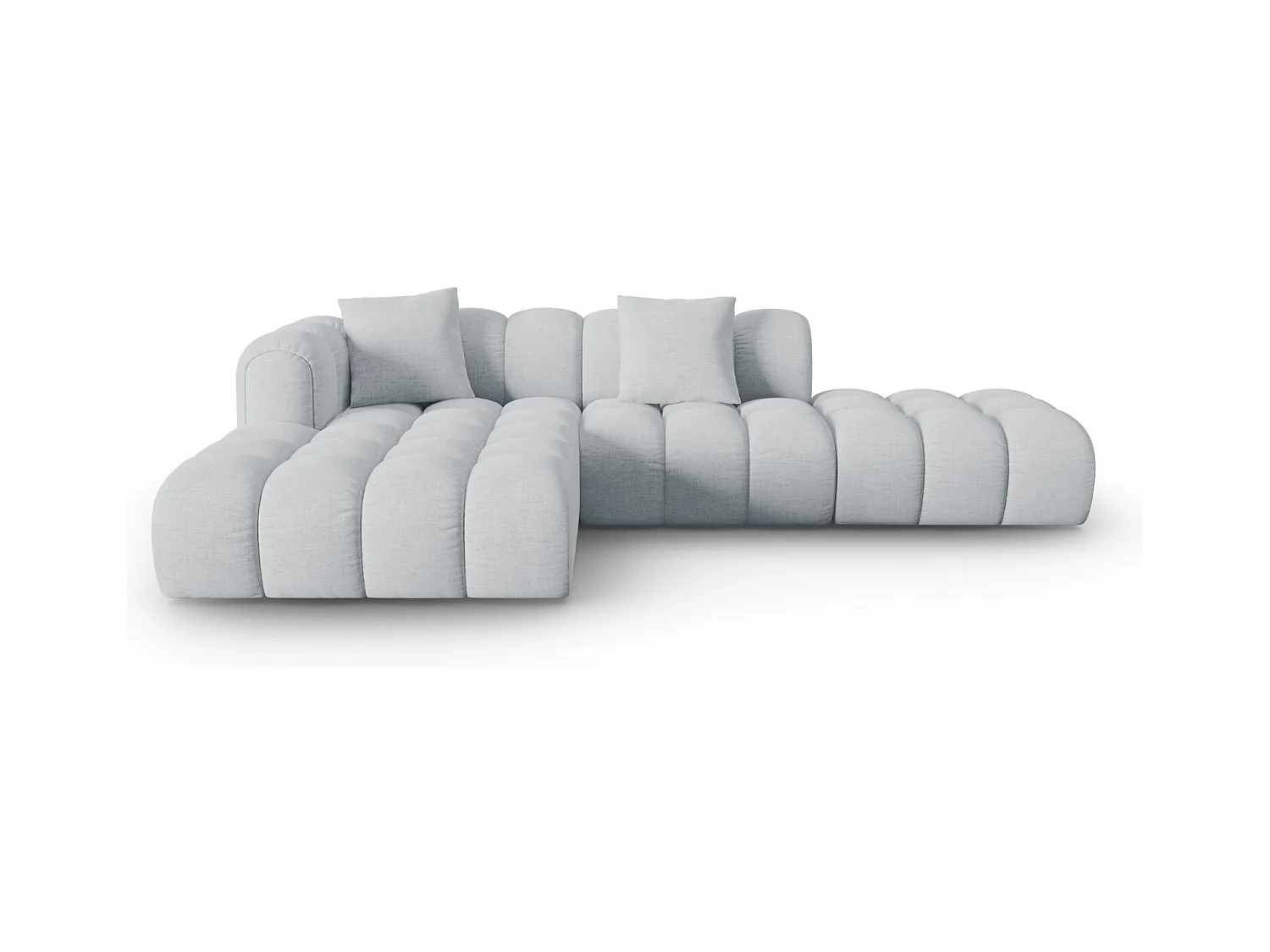 CXL by Christian Lacroix - Canapé d'angle gauche modulable "Clotilde" 4 places en tissu structurel gris clair - 309x190x70cm