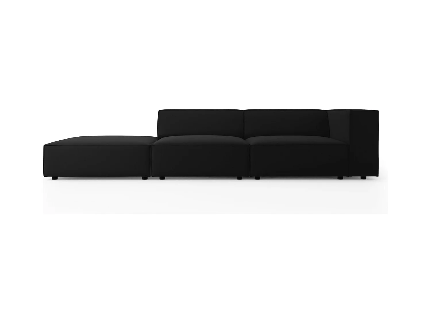 Cosmopolitan Design - Canapé gauche "Arendal" 4 places en velours noir - 262x102x70cm