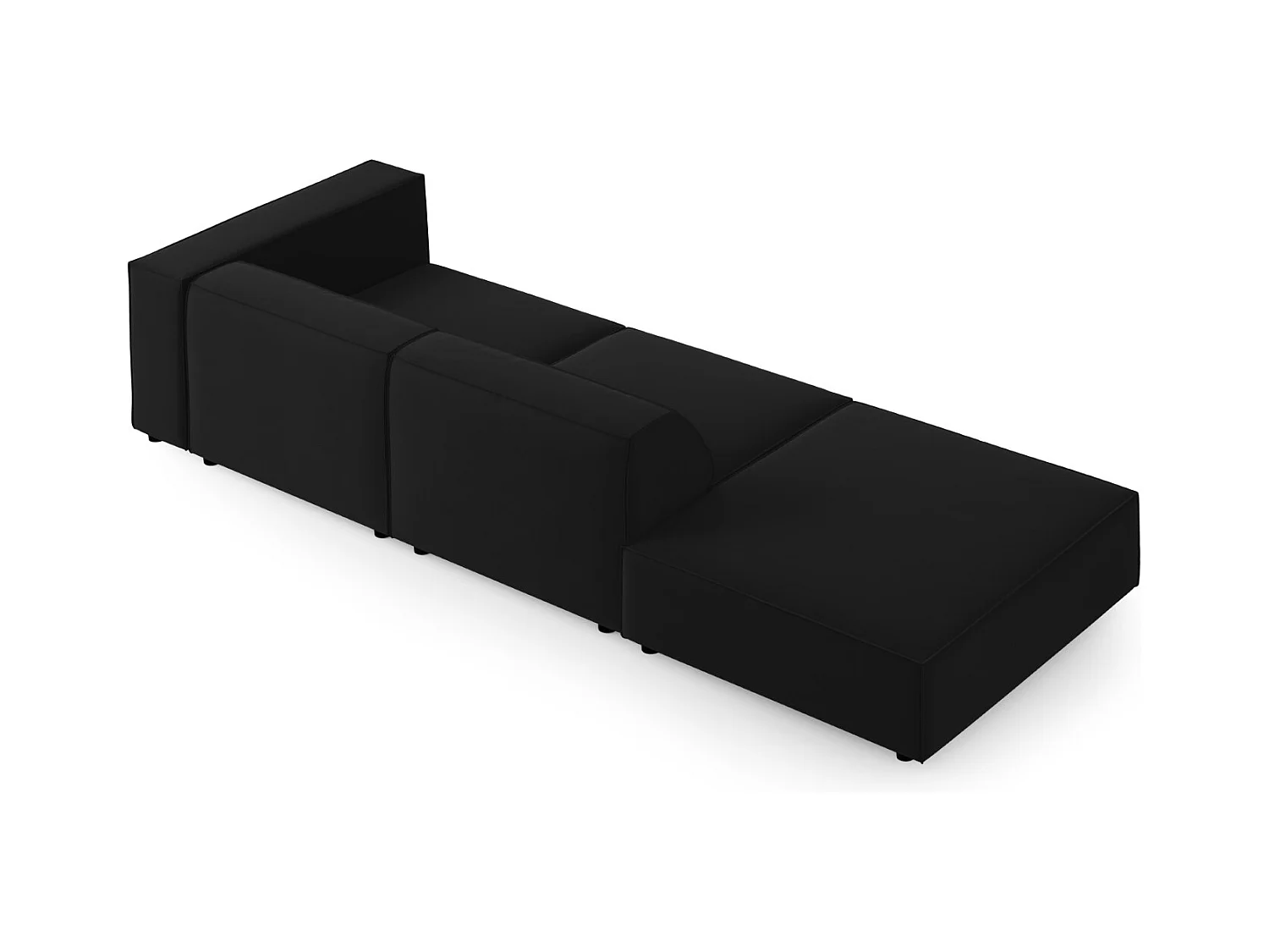 Cosmopolitan Design - Canapé gauche "Arendal" 4 places en velours noir - 262x102x70cm