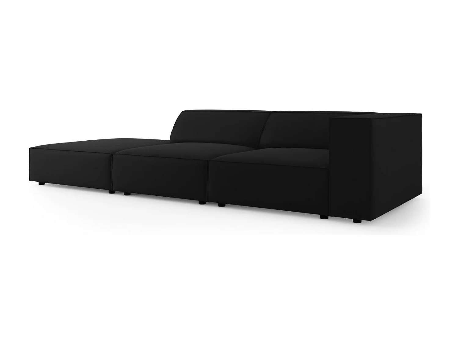 Cosmopolitan Design - Canapé gauche "Arendal" 4 places en velours noir - 262x102x70cm