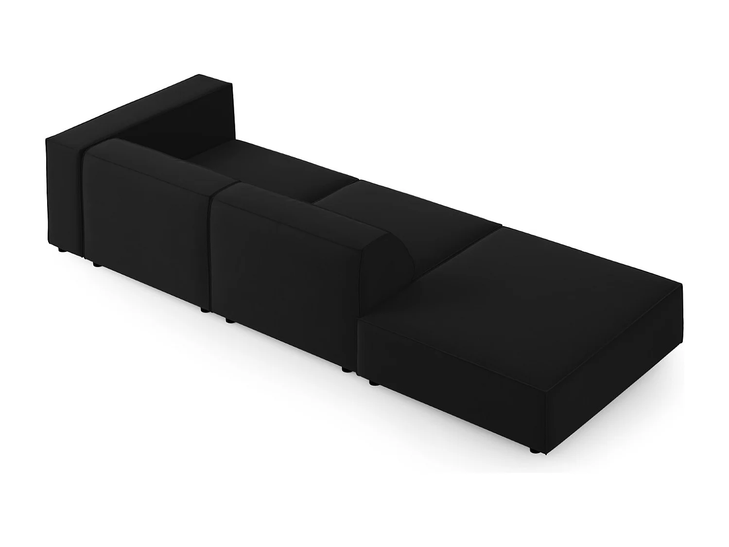 Cosmopolitan Design - Sofá esquerdo "Arendal" 4 lugares em veludo preto - 262x102x70cm