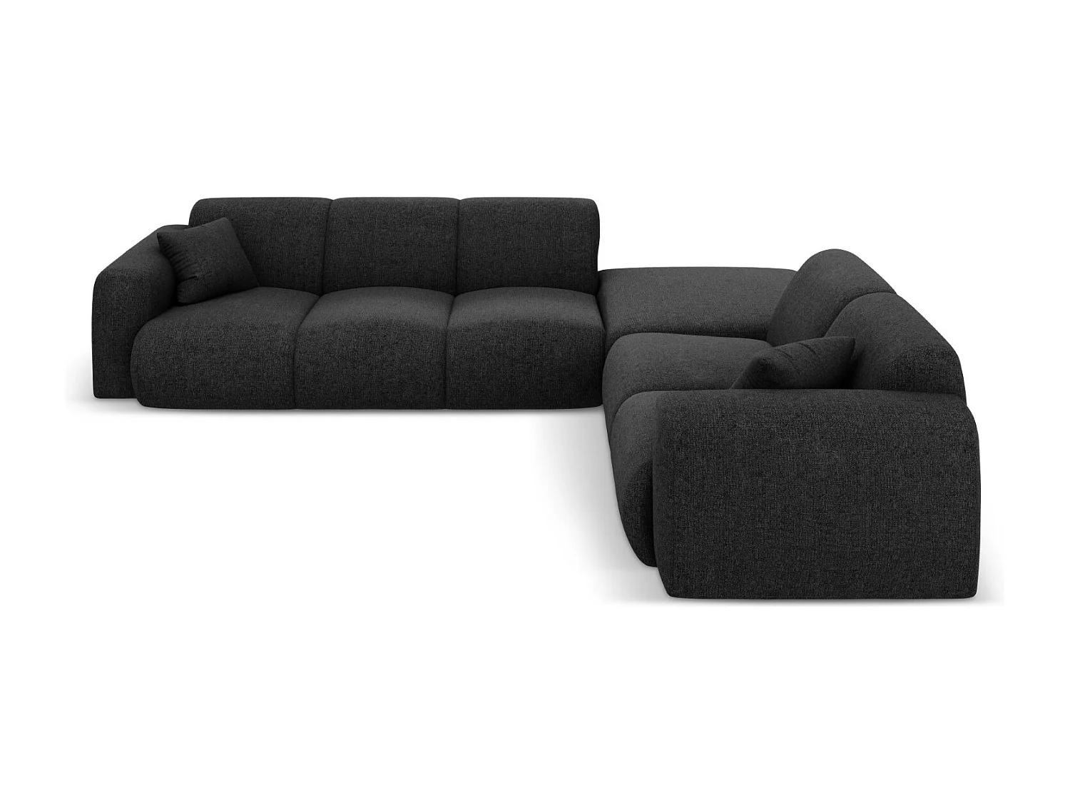 Cosmopolitan Design - Narożnik prawy, "Nolio" 4 miejsca szenil, czarny - 315x250x72cm