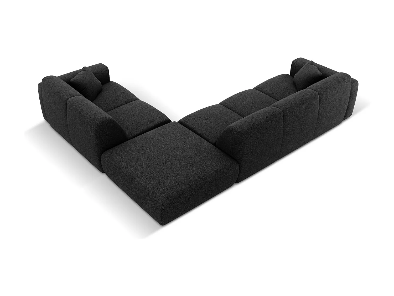 Cosmopolitan Design - Narożnik prawy, "Nolio" 4 miejsca szenil, czarny - 315x250x72cm