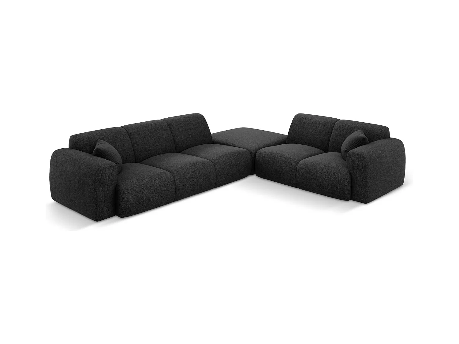Cosmopolitan Design - Canapé d'angle droit "Nolio" 4 places en chenille noir - 315x250x72cm
