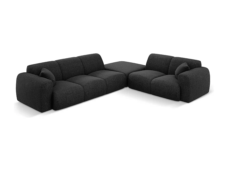 Cosmopolitan Design - Canapé d'angle droit "Nolio" 4 places en chenille noir - 315x250x72cm