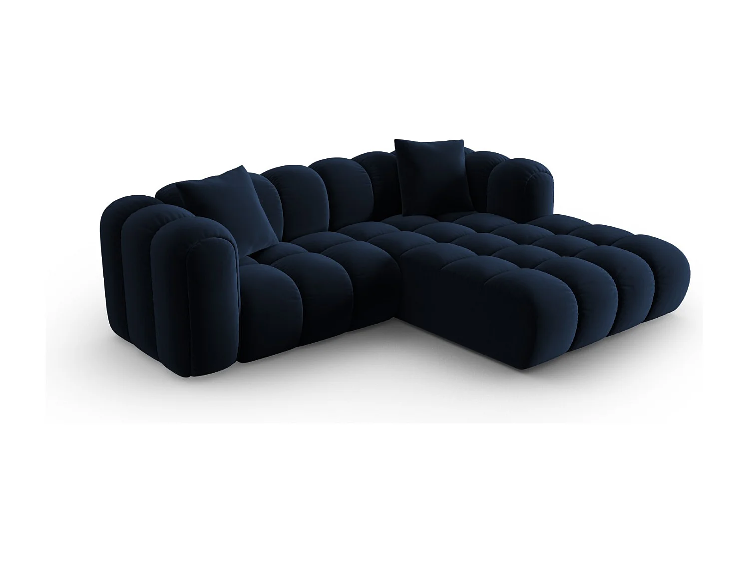 CXL by Christian Lacroix - Narożnik prawy panoramiczny, "Clotilde" 3 miejsca welur, błękit królewski - 187x190x70cm