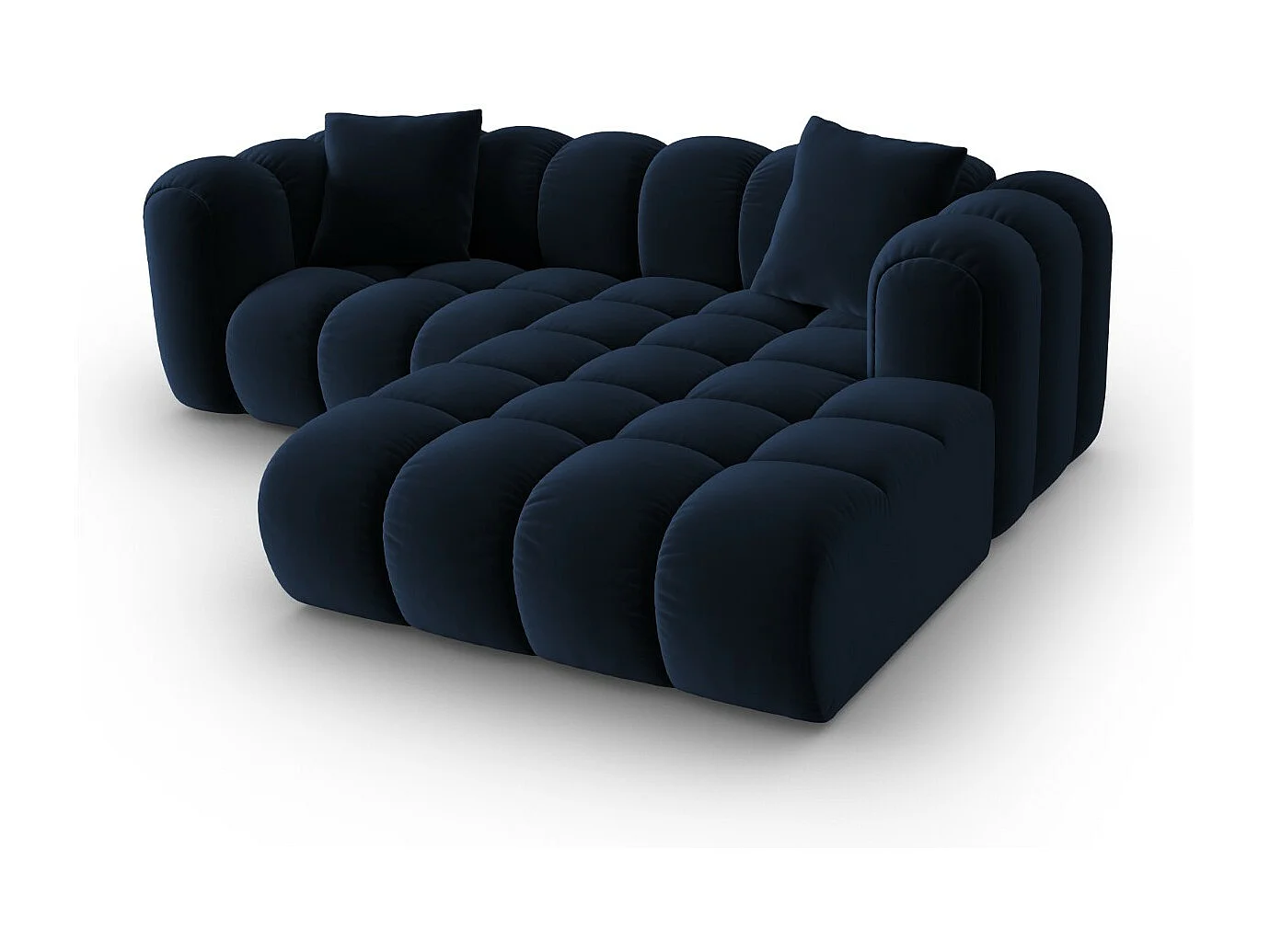 CXL by Christian Lacroix - Narożnik prawy panoramiczny, "Clotilde" 3 miejsca welur, błękit królewski - 187x190x70cm