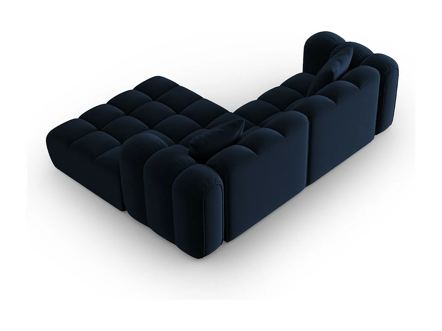 CXL by Christian Lacroix - Narożnik prawy panoramiczny, "Clotilde" 3 miejsca welur, błękit królewski - 187x190x70cm