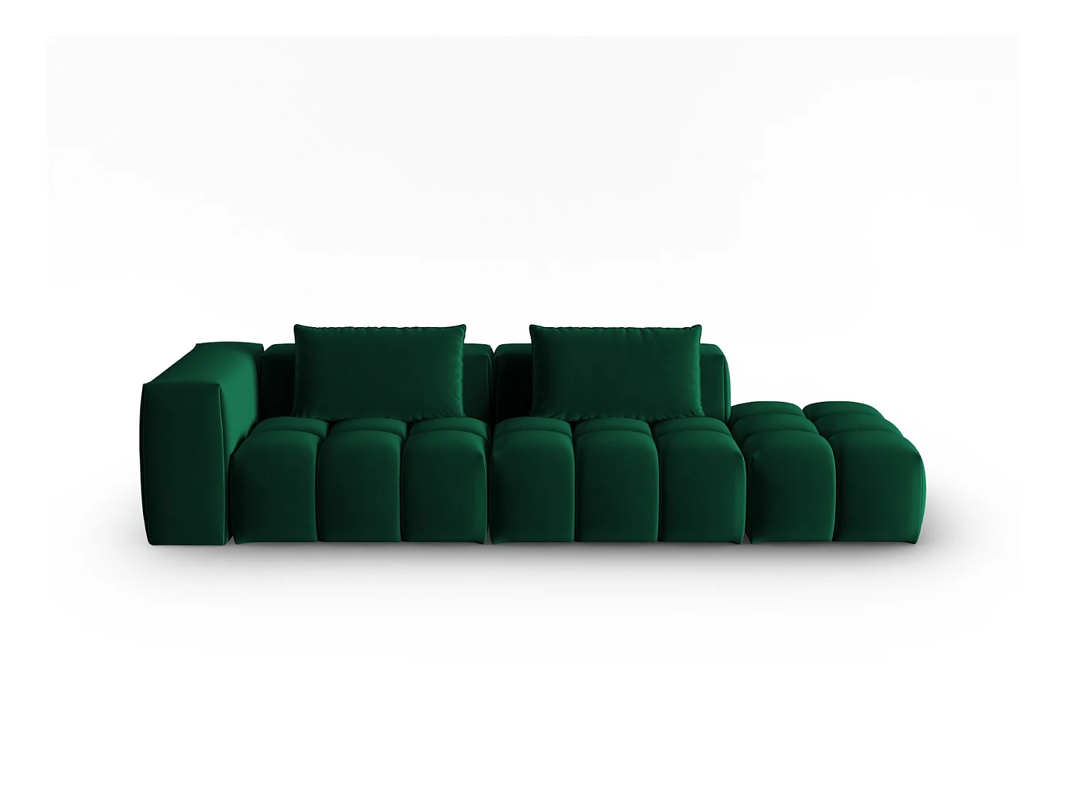 CXL by Christian Lacroix - Rechte modulaire bank "Lorella" 3 zitplaatsen, Flueel, Flessengroen - 265x85x70cm