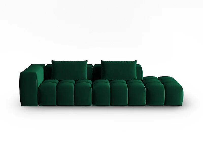 CXL by Christian Lacroix - Sofá modular direito "Lorella" 3 lugares em veludo verde garrafa - 265x85x70cm