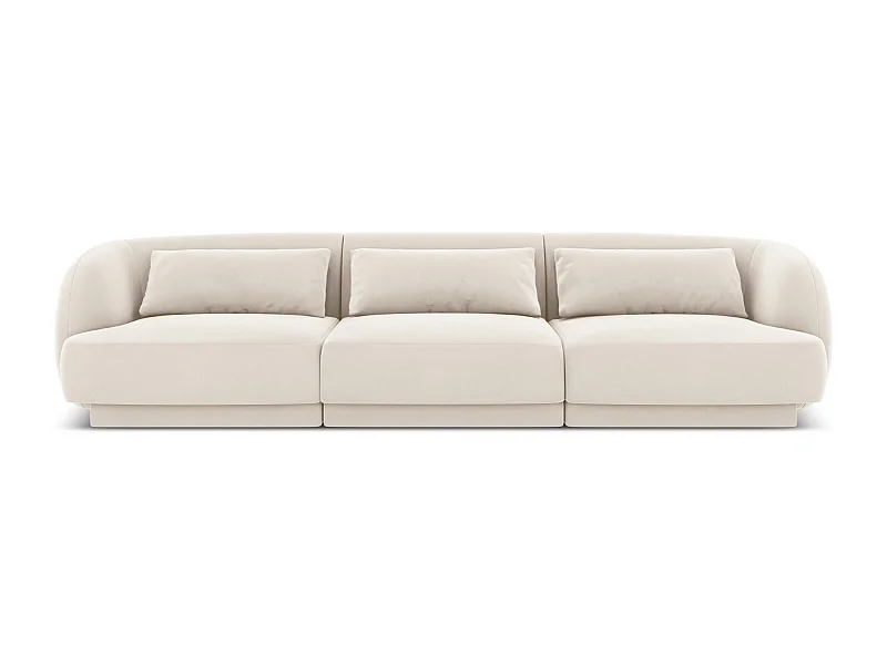 Cosmopolitan Design - Sofa, "Tulum" 3 miejsca welur, beż jasny - 255x90x70cm