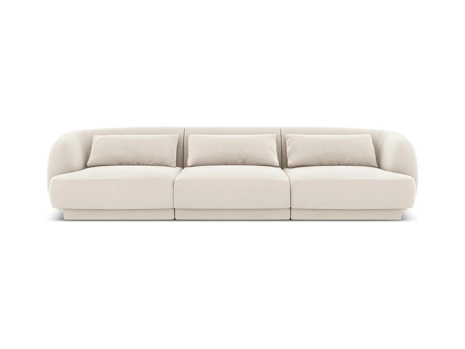 Cosmopolitan Design - Canapé "Tulum" 3 places en velours beige clair - 255x90x70cm