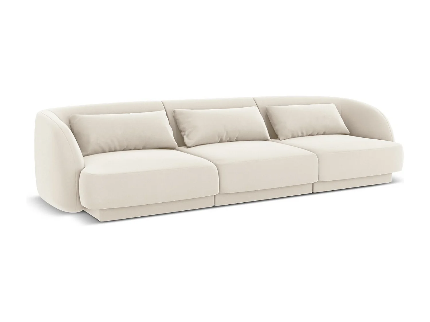 Cosmopolitan Design - Canapé "Tulum" 3 places en velours beige clair - 255x90x70cm