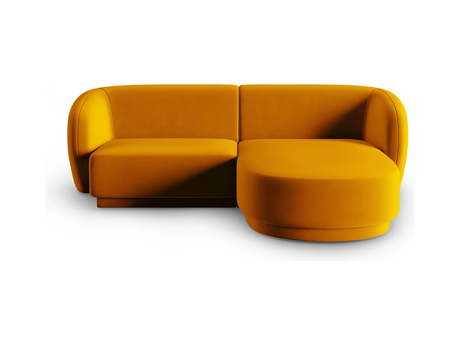 CXL by Christian Lacroix - Sofá modular de canto direito "Lionel" 3 lugares em veludo amarelo - 188x155x74cm