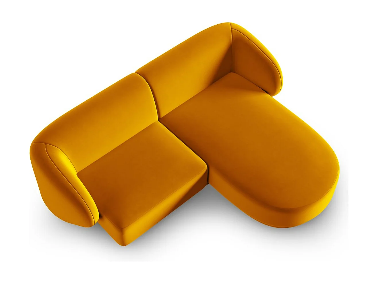 CXL by Christian Lacroix - Narożnik prawy panoramiczny, "Lionel" 3 miejsca welur, żółty - 188x155x74cm