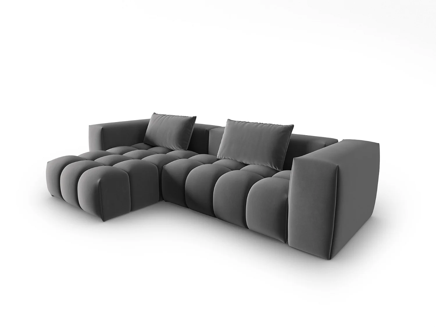CXL by Christian Lacroix - 3-Sitzer modulares Ecksofa links "Lorella" Sitzer aus Samt Zement - 260x145x70cm
