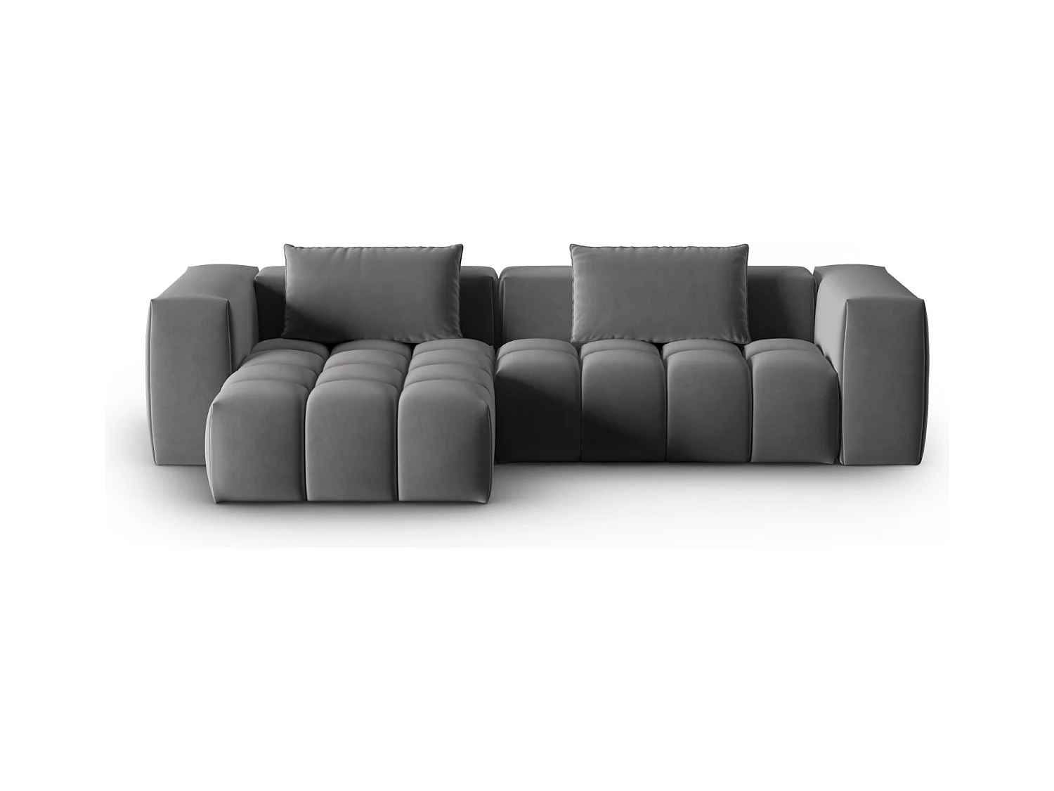 CXL by Christian Lacroix - Modulaire hoekbank links "Lorella" 3 zitplaatsen, Flueel, Cement - 260x145x70cm