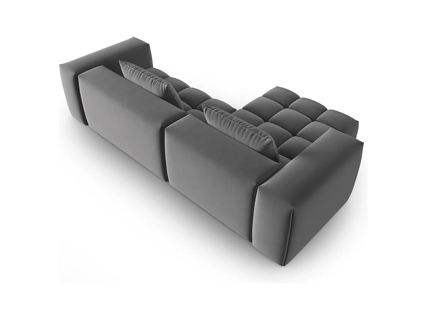 CXL by Christian Lacroix - Canapé d'angle gauche modulable "Lorella" 3 places en velours ciment - 260x145x70cm