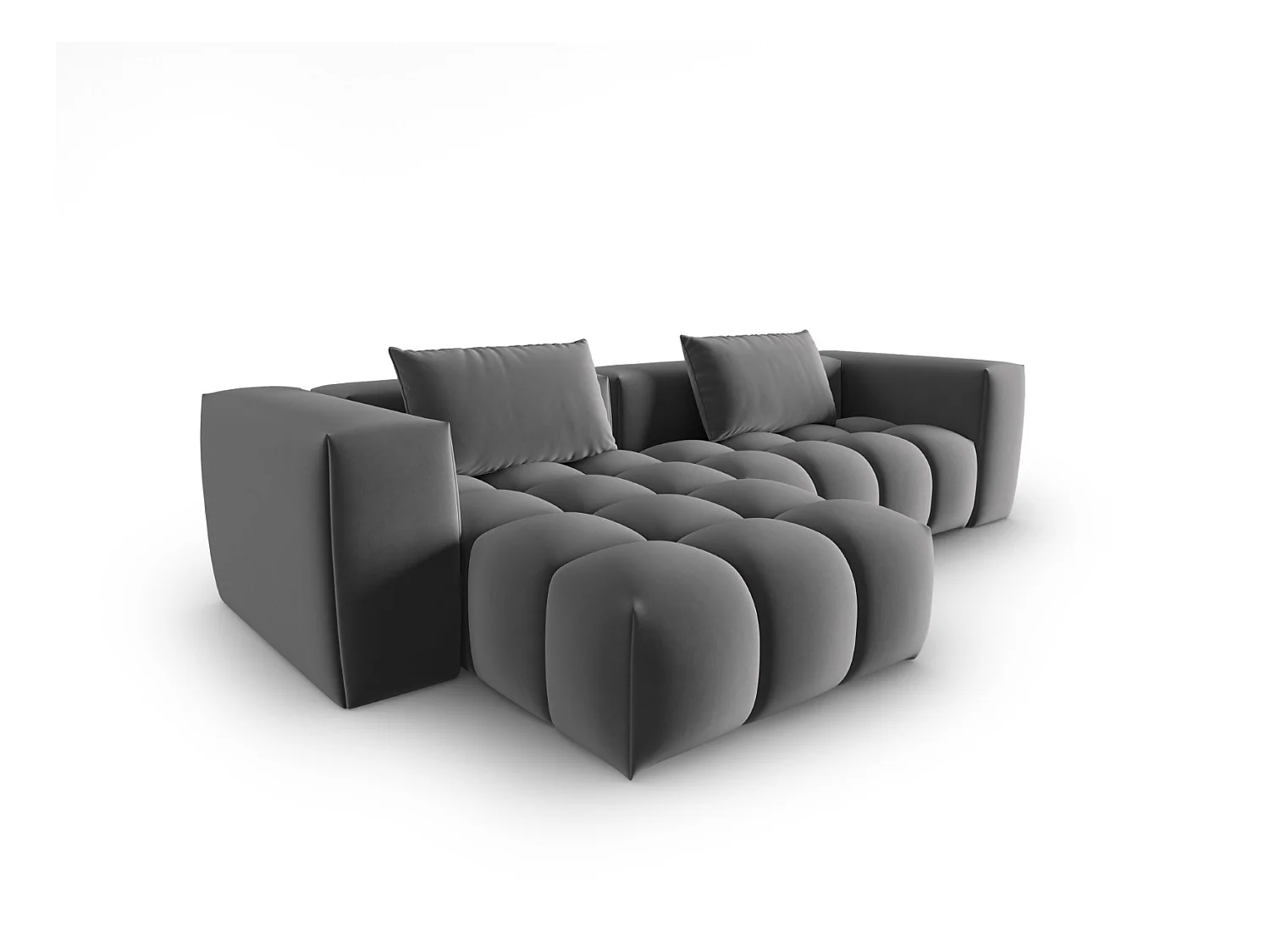 CXL by Christian Lacroix - Canapé d'angle gauche modulable "Lorella" 3 places en velours ciment - 260x145x70cm