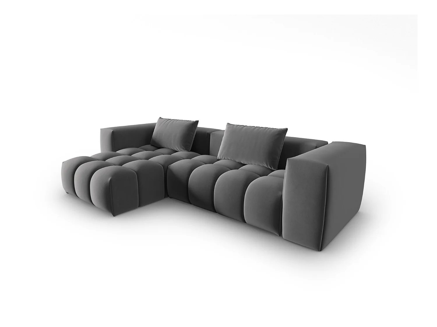 CXL by Christian Lacroix - Canapé d'angle gauche modulable "Lorella" 3 places en velours ciment - 260x145x70cm