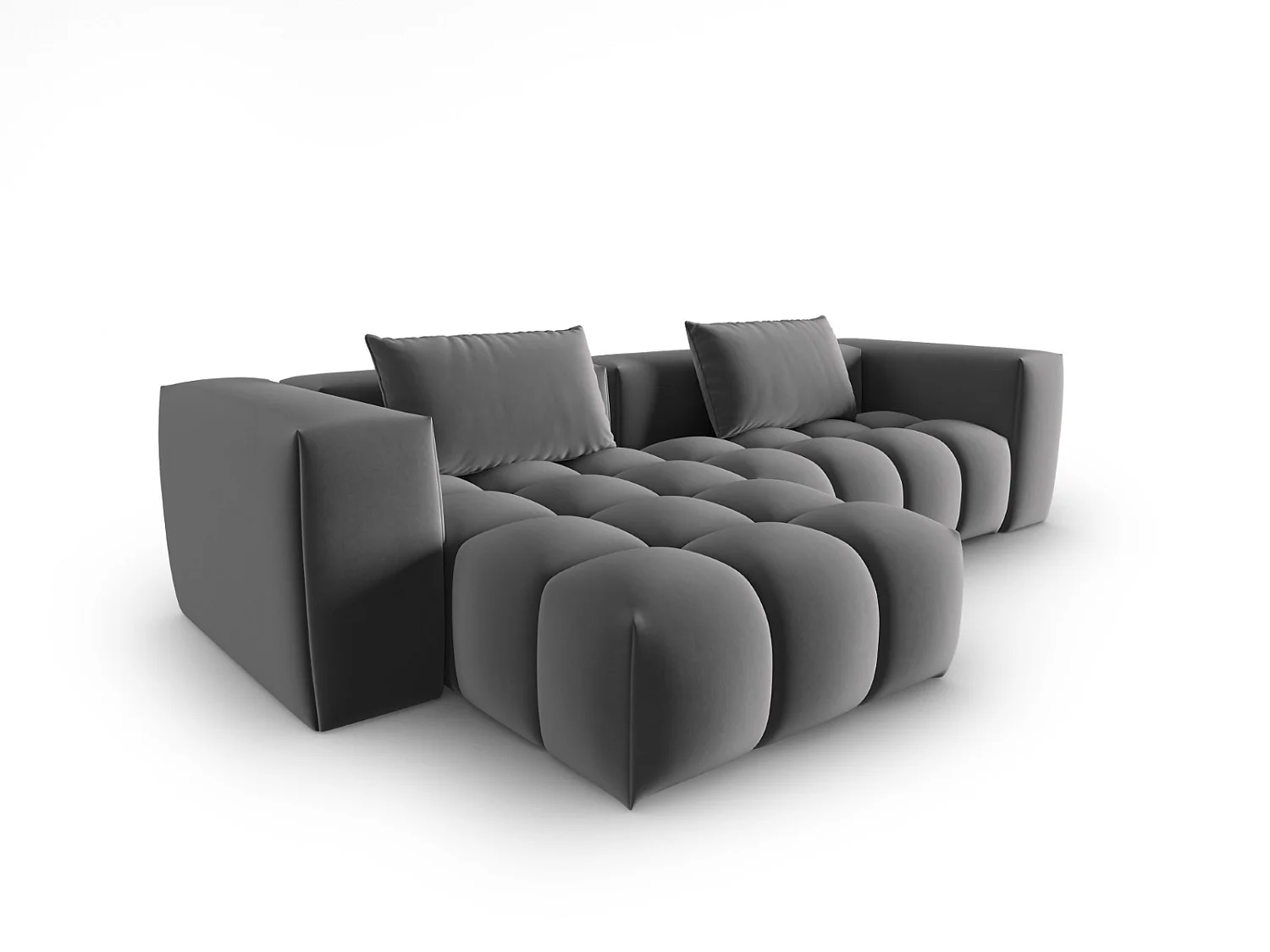 CXL by Christian Lacroix - Sofá modular de canto esquerdo "Lorella" 3 lugares em veludo cimento - 260x145x70cm