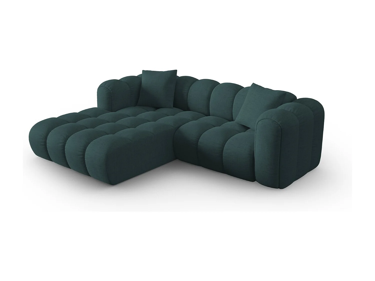 CXL by Christian Lacroix - Divano angolare modulare sinistro "Clotilde" 3 posti in tessuto strutturato turchese - 187x190x70cm