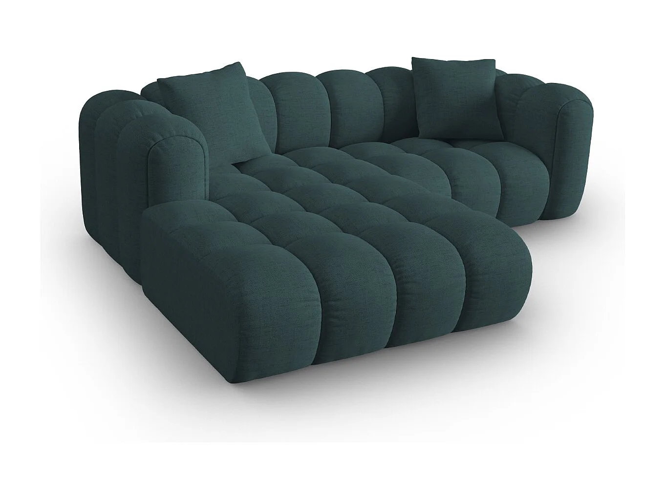 CXL by Christian Lacroix - Divano angolare modulare sinistro "Clotilde" 3 posti in tessuto strutturato turchese - 187x190x70cm