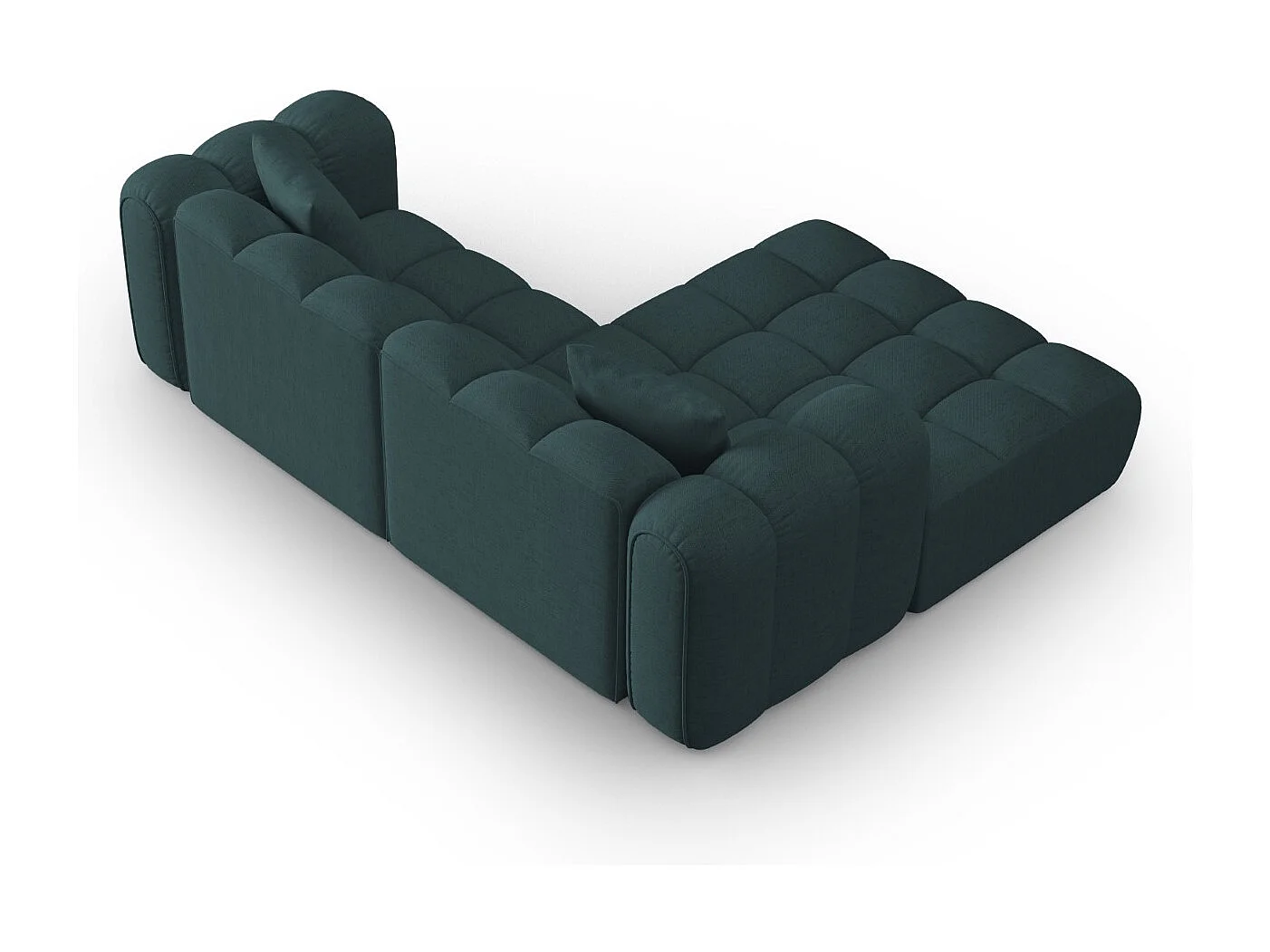 CXL by Christian Lacroix - Divano angolare modulare sinistro "Clotilde" 3 posti in tessuto strutturato turchese - 187x190x70cm