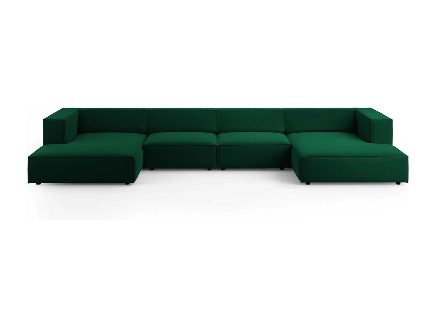 Cosmopolitan Design - Canapé panoramique "Arendal" 6 places en velours vert bouteille - 364x166x70cm