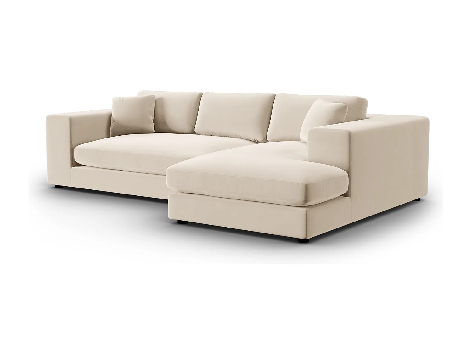 CXL by Christian Lacroix - 5-Sitzer Ecksofa rechts "Tendance" Sitzer aus Samt beige - 282x174x72cm