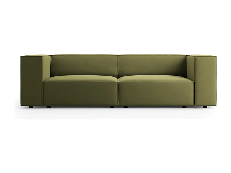 Cosmopolitan Design - Canapé "Arendal" 3 places en velours vert clair - 204x102x70cm