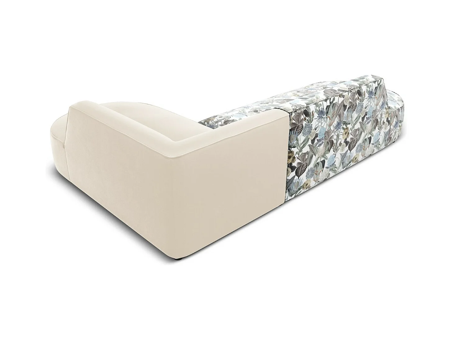 CXL by Christian Lacroix - Rechter hoekbank "Charles" 4 zitplaatsen, Flueel, lichtblauw, beige tuinpatroon - 273x180x69cm