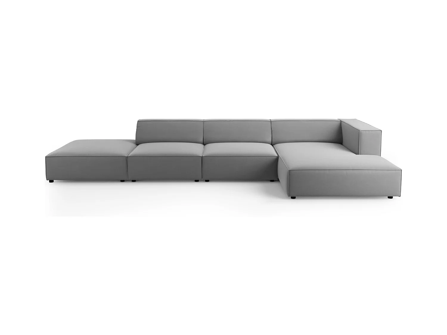 Cosmopolitan Design - Rechter hoekbank "Arendal" 5 zitplaatsen, Flueel, Lichtgrijs - 341x166x70cm
