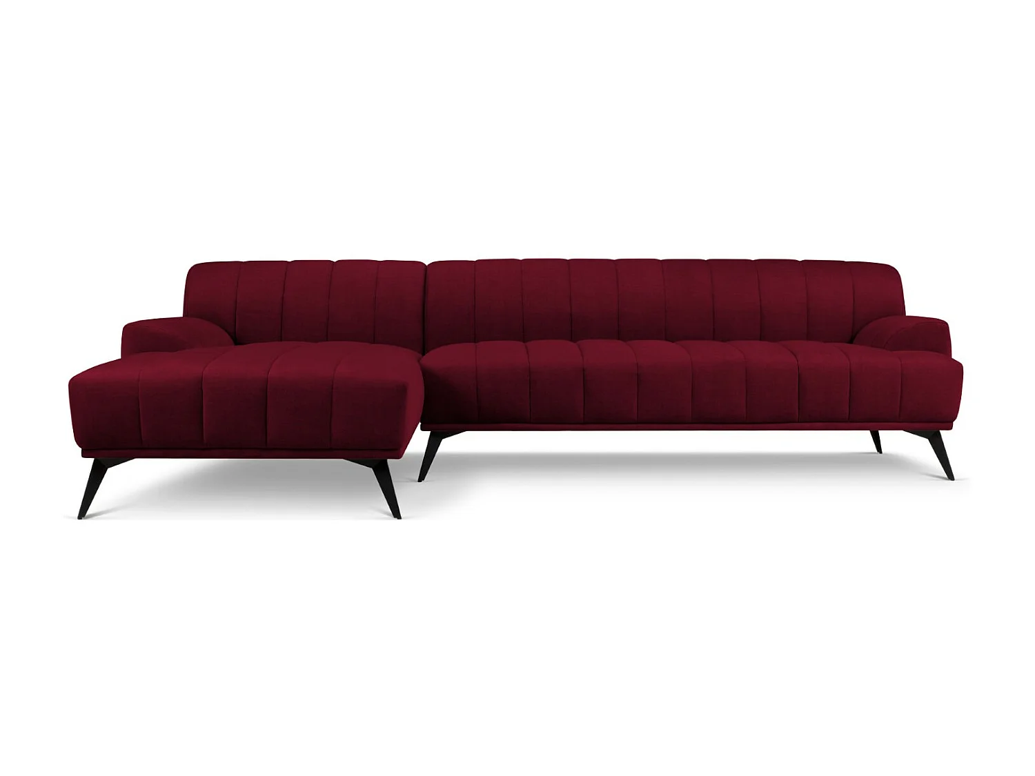 CXL by Christian Lacroix - 5-Sitzer Ecksofa links "Rita" Sitzer aus Samt burgundfarben - 289x185x77cm