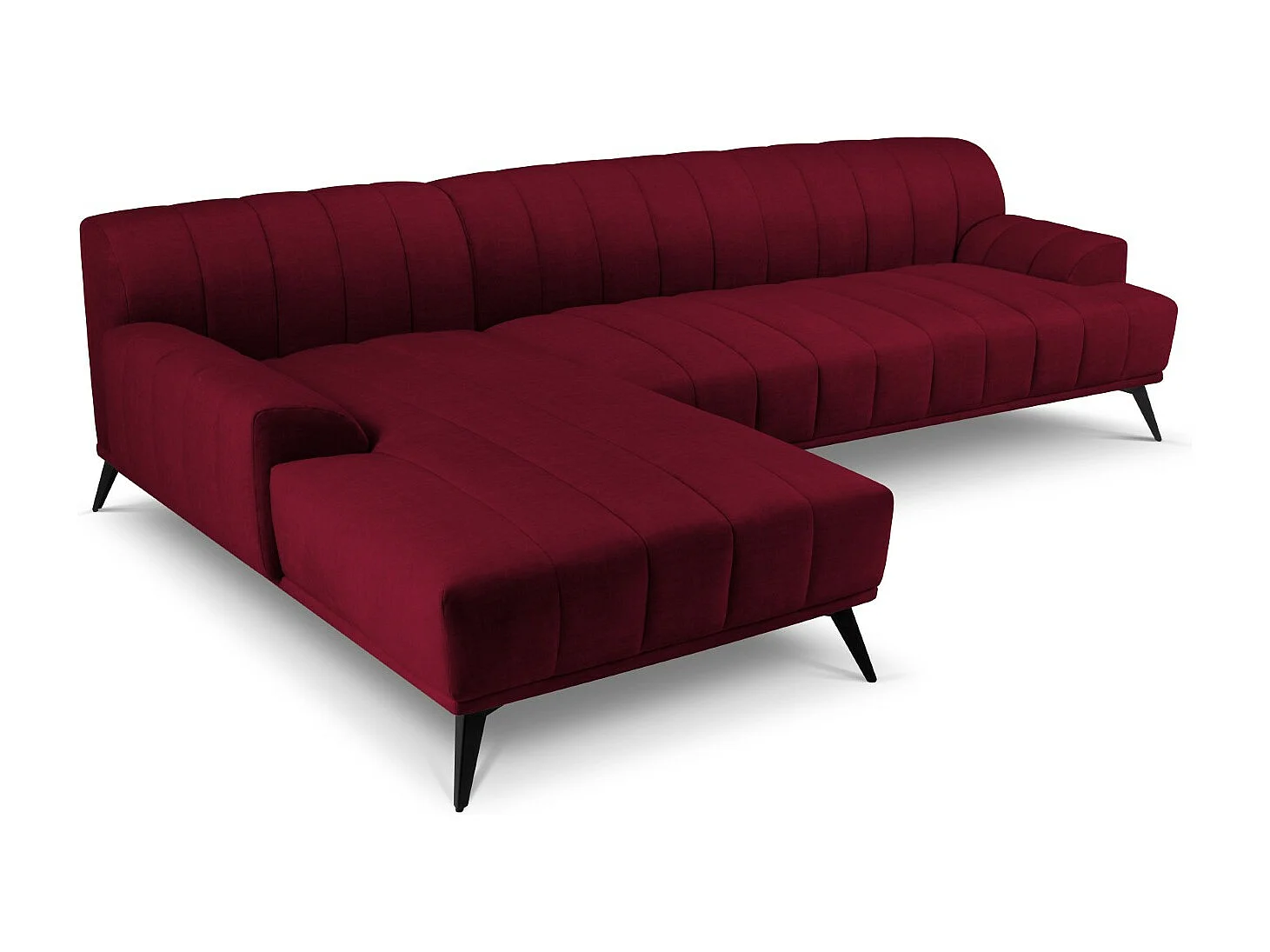 CXL by Christian Lacroix - 5-Sitzer Ecksofa links "Rita" Sitzer aus Samt burgundfarben - 289x185x77cm